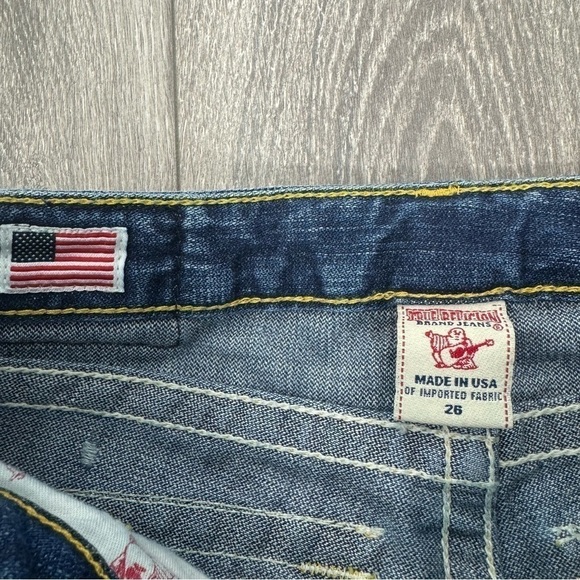 True Religion Signature Boot 26 Medium Dark Denim Distressed Pocket Vintage Y2K - Picture 5 of 13